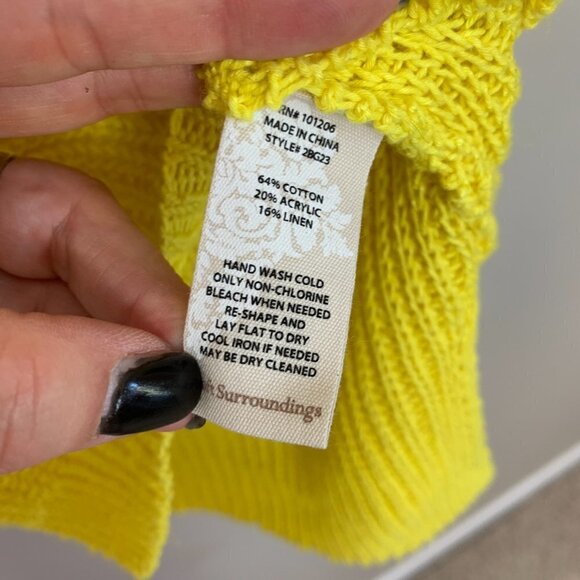 Soft Surroundings Cotton Blend Yellow Cold Shoulder Sweater XS - NEW - Picture 4 of 8
